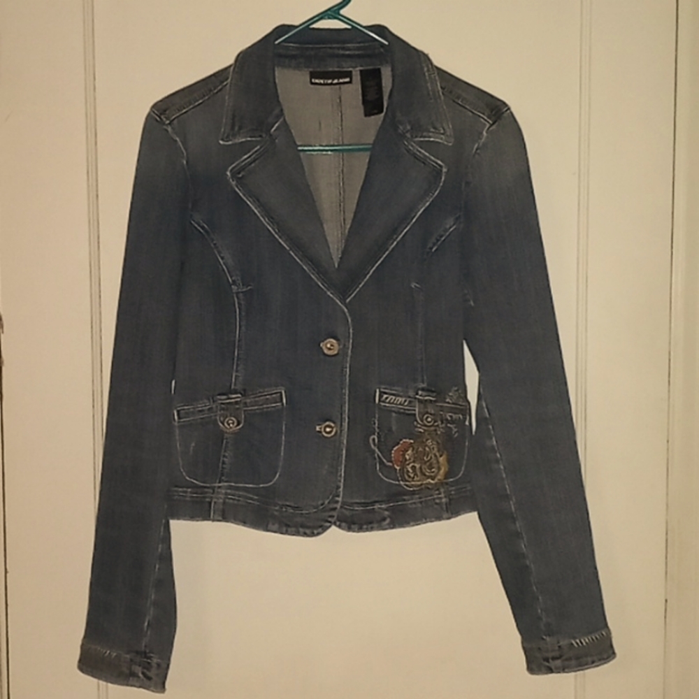 DKNY medium women's long sleeve blazer with embroidered flower designs